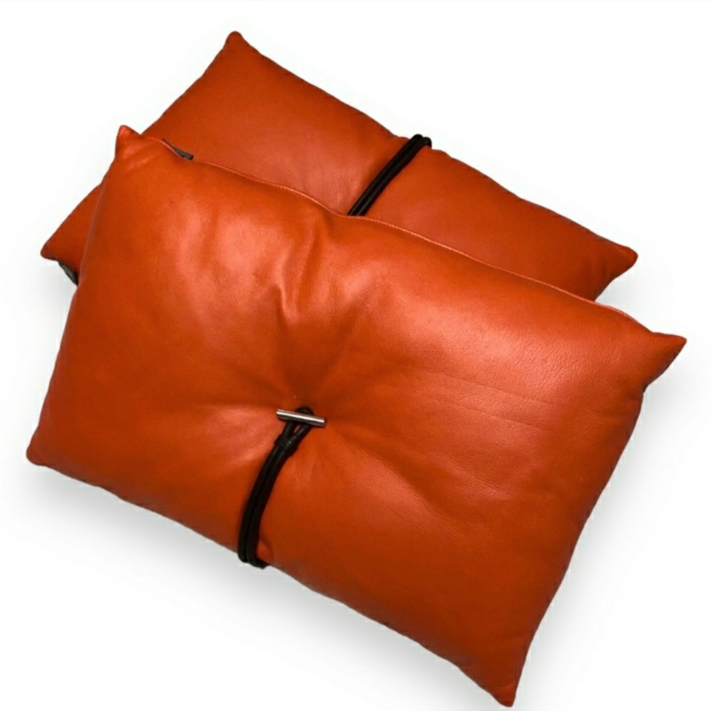 DANDY ITALY HOME Orange Top Grain Leather Decorative Pillows